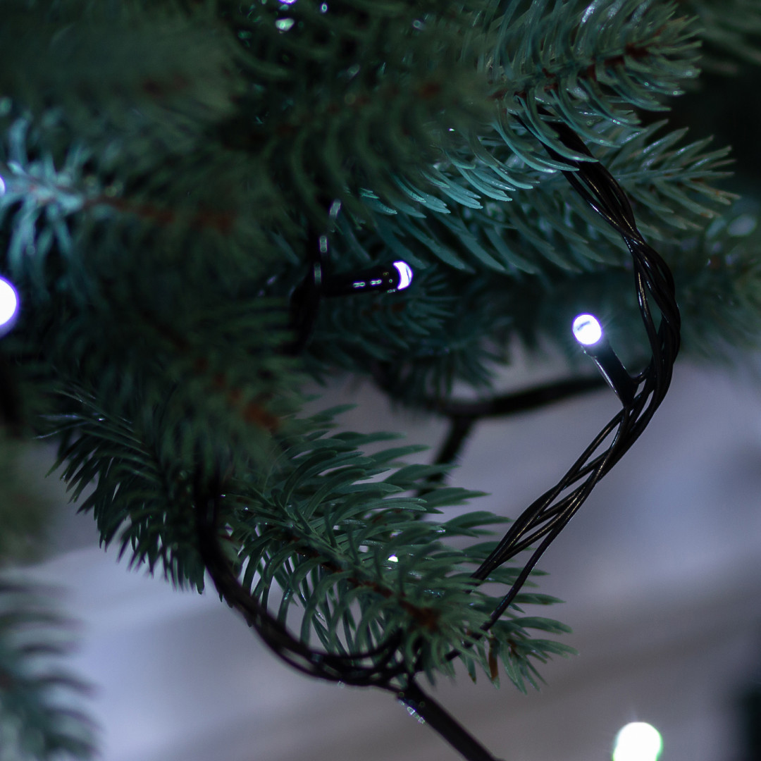 Гірлянда нитка 16м на 180 LED лампочок світлодіодна чорний провід 8 режимів роботи Білий_M400LEDW_Milantium_2