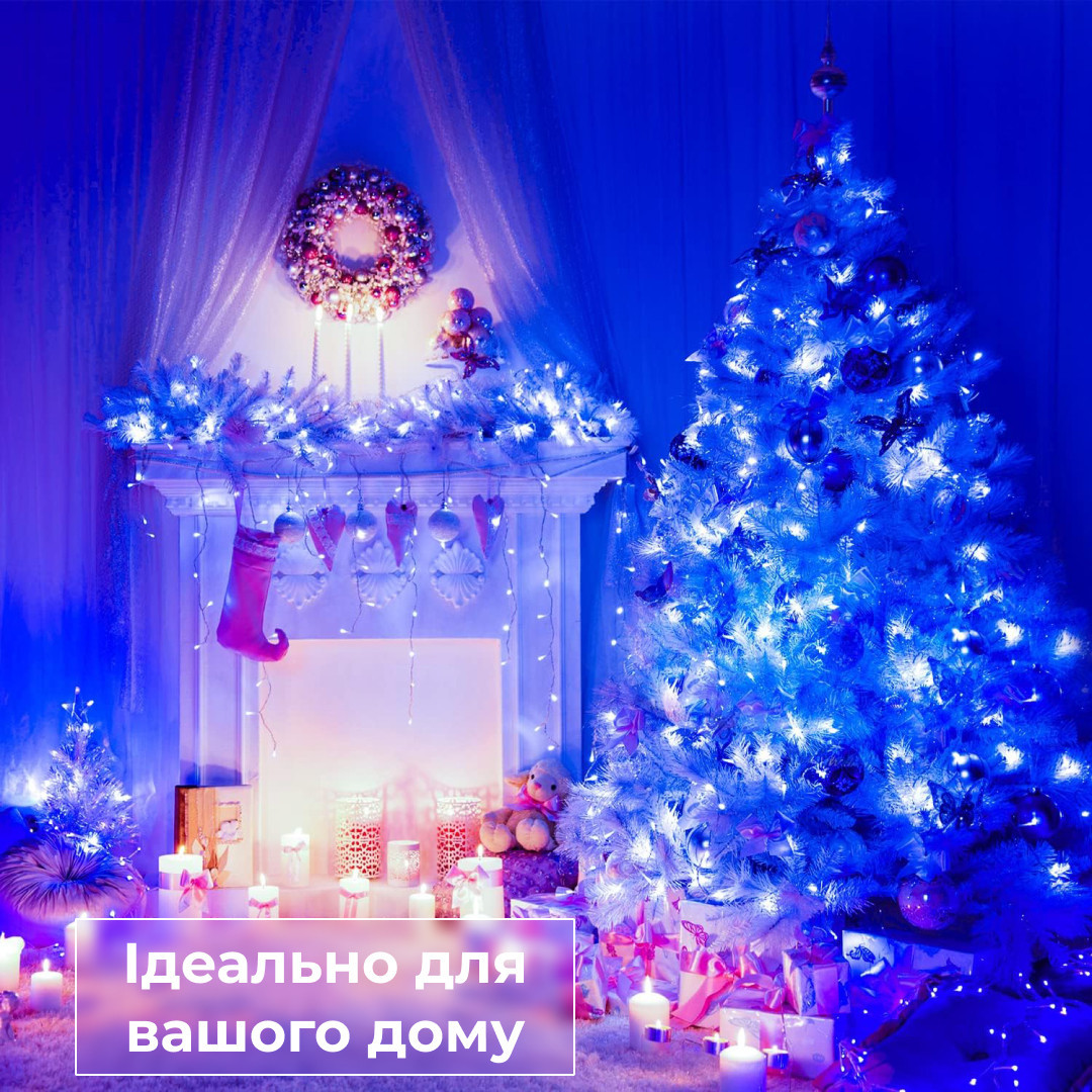 Гірлянда нитка світлодіодна GarlandoPro 190 LED лампочок 18м 8 режимів лед гірлянда Синій W400LEDBL_W400LEDBL_Milantium_6