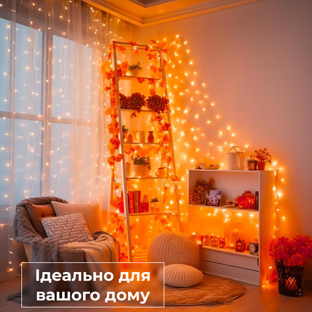 Гірлянда нитка світлодіодна GarlandoPro 190 LED лампочок 18м 8 режимів лед гірлянда Жовтий_W400LEDY_Milantium_6