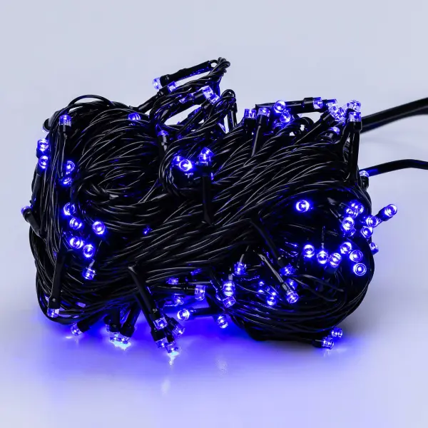 Гирлянда нить 22 м из 218 LED лампочек светодиодная черный провод 8 режимів работи Синій M500LEDBL_M500LEDBL_Milantium_7