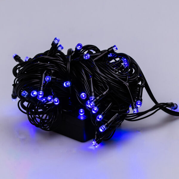 Гірлянда нитка 6м на 50 LED лампочок світлодіодна чорний провід 8 режимів роботи Синій_M100LEDBL_Milantium_7