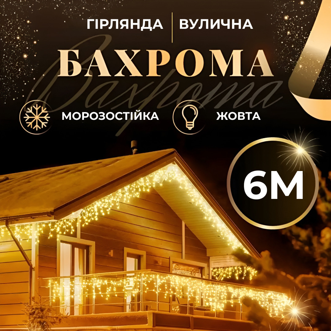 Гирлянда уличная светодиодная 135 ВЕЛ 6 метров белая проволока бахрома 27 ниток_6МWY_Milantium_1