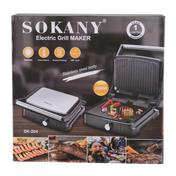 Гриль контактний Sokany 2000 Вт з антипригарним покриттям SK204SS_SK204SS_Milantium_7