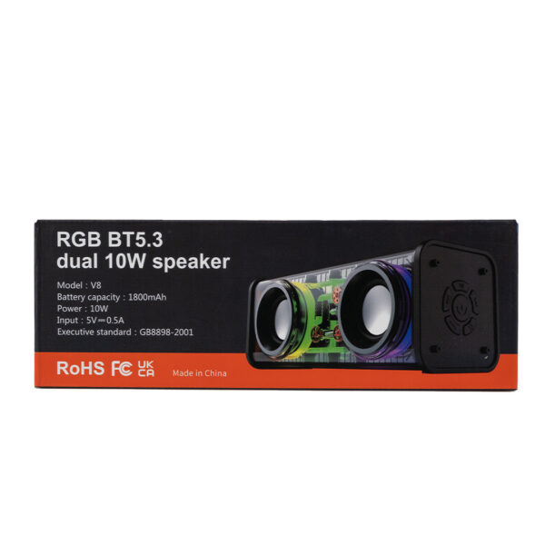 Колонка портативна V8 BT/TF/USB/TWS 10 Вт чорна V8B_V8B_Milantium_3