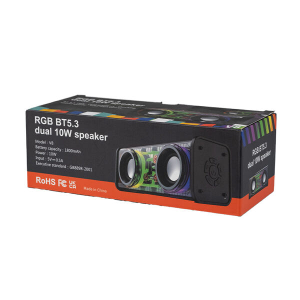 Колонка портативна V8 BT/TF/USB/TWS 10 Вт чорна V8B_V8B_Milantium_4