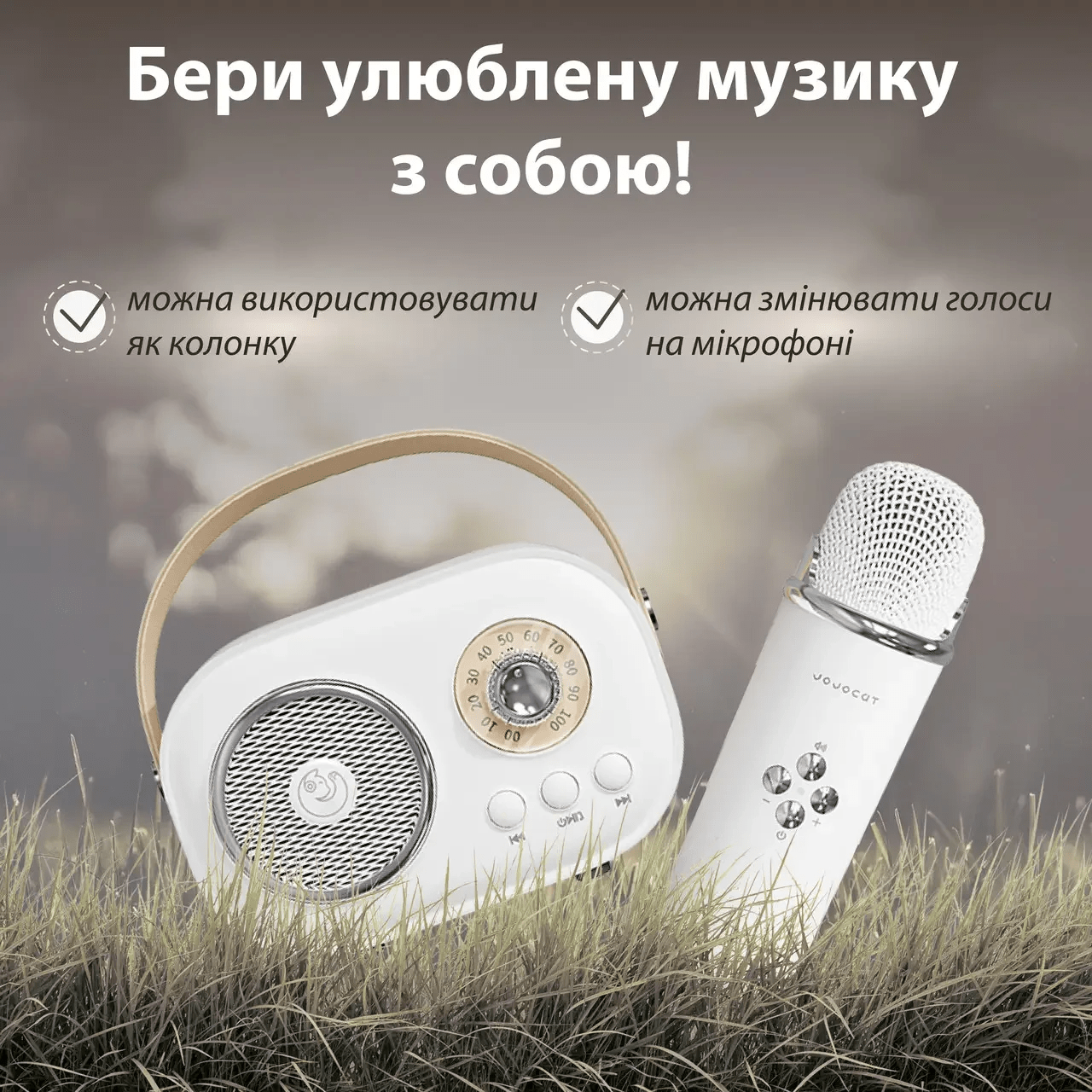 Колонка портативная с микрофоном C-20 BT/TF/USB/FM 5 Вт Білий C20W_C20W_Milantium_4