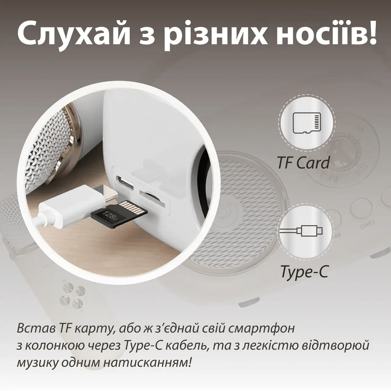 Колонка портативная с микрофоном C-20 BT/TF/USB/FM 5 Вт Білий C20W_C20W_Milantium_5