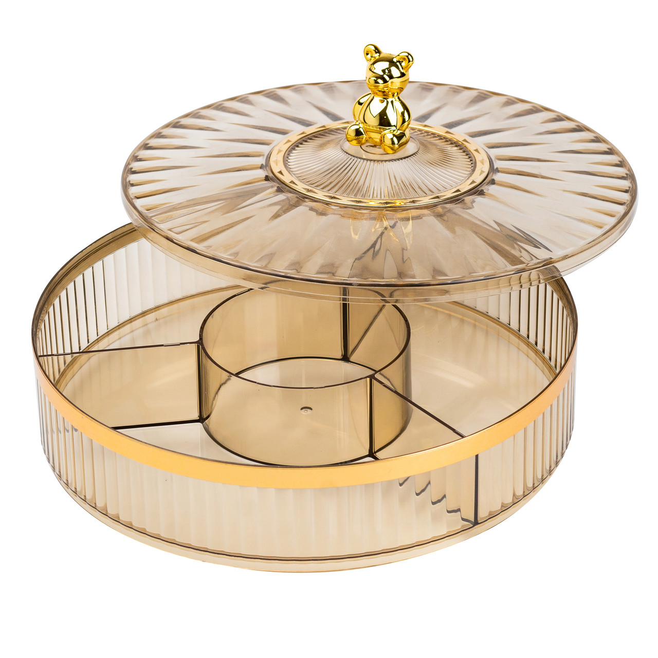 Цукерниця пластикова на 4 відділення кругла 26 см tea color HP48629G_HP48629G_Milantium_2