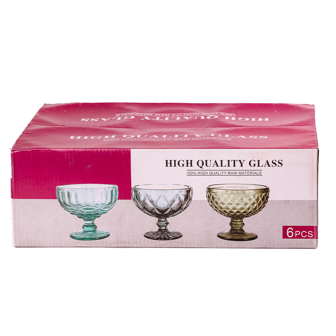 Креманки з товстого скла набір 6 штук по 300 мл Зелений HP037GR_HP037GR_Milantium_2