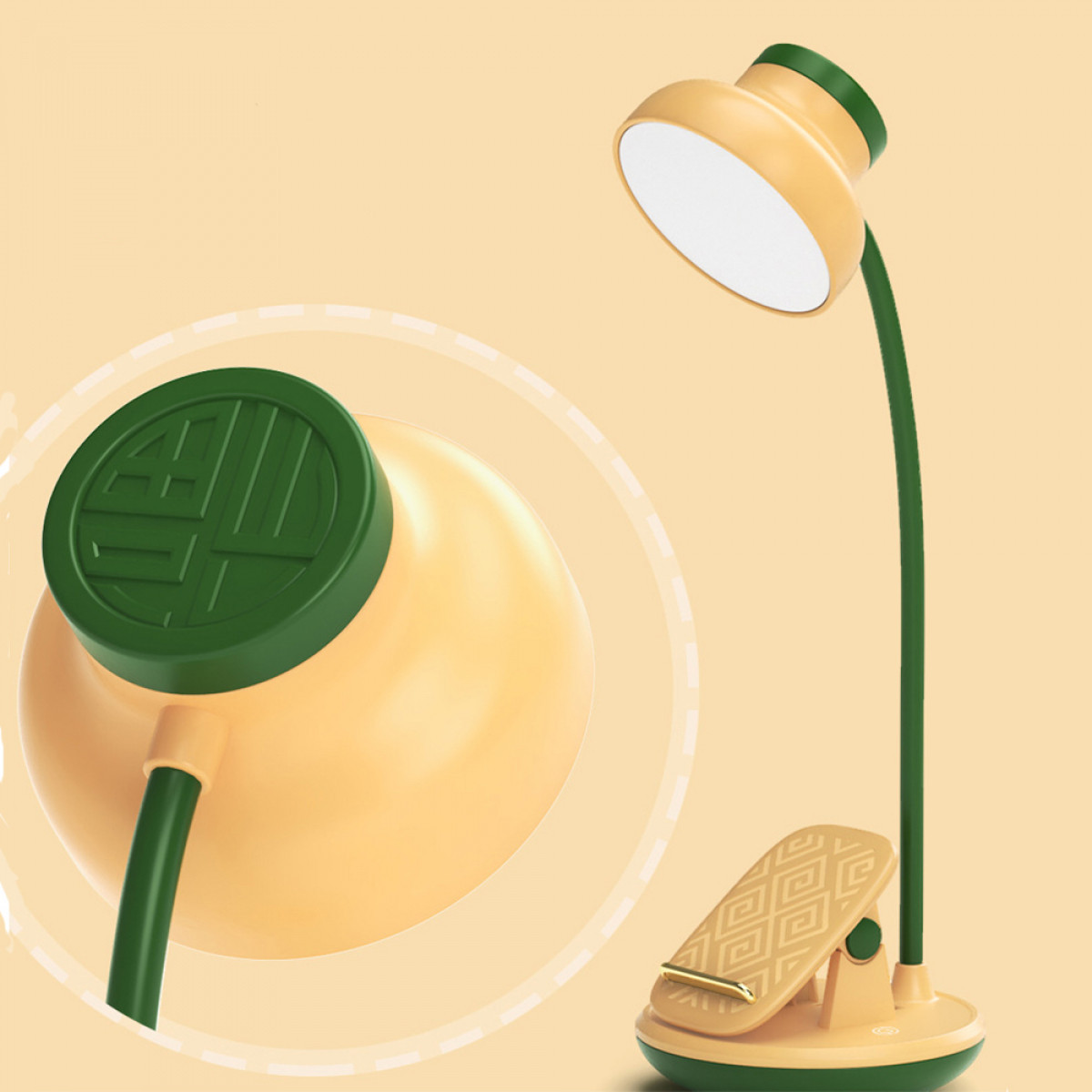 Настільна лампа з підставкою для телефону на прищіпці Жовтий GL565Y_GL565Y_Milantium_4