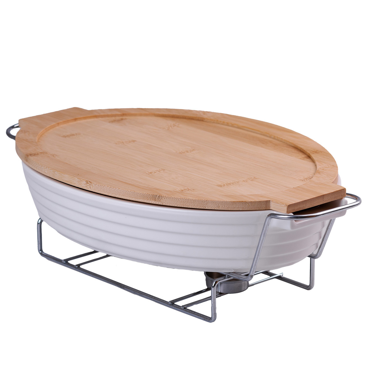 Марміт керамічний з бамбуковою кришкою 1.8 л на металевій підставці з підігрівом HP478_HP478_Milantium_2