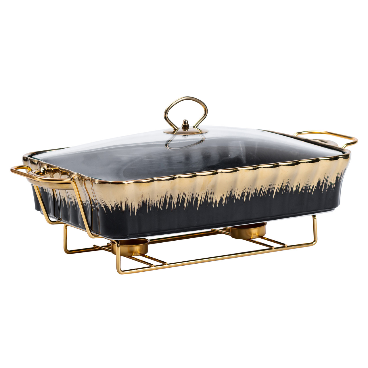 Марміт фарфоровий прямокутний на 2 литры 40*23*11 см чорний HP1048_HP1048_Milantium_2