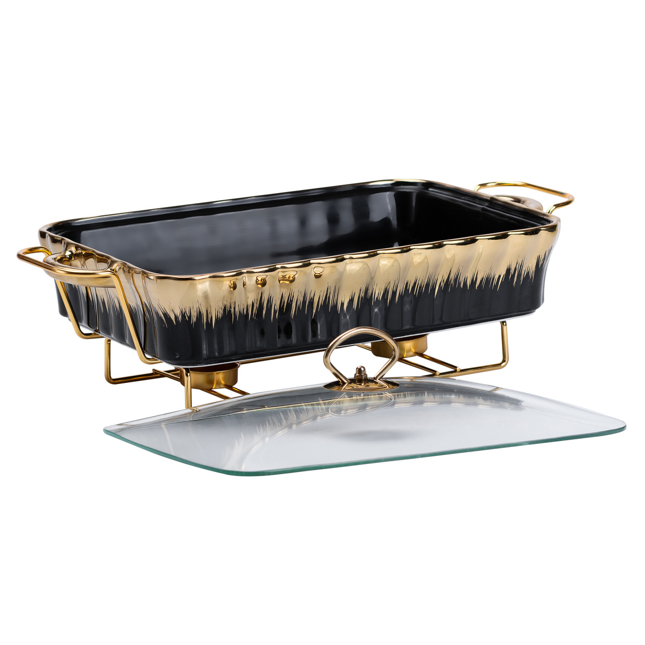 Марміт фарфоровий прямокутний на 2 литры 40*23*11 см чорний HP1048_HP1048_Milantium_3