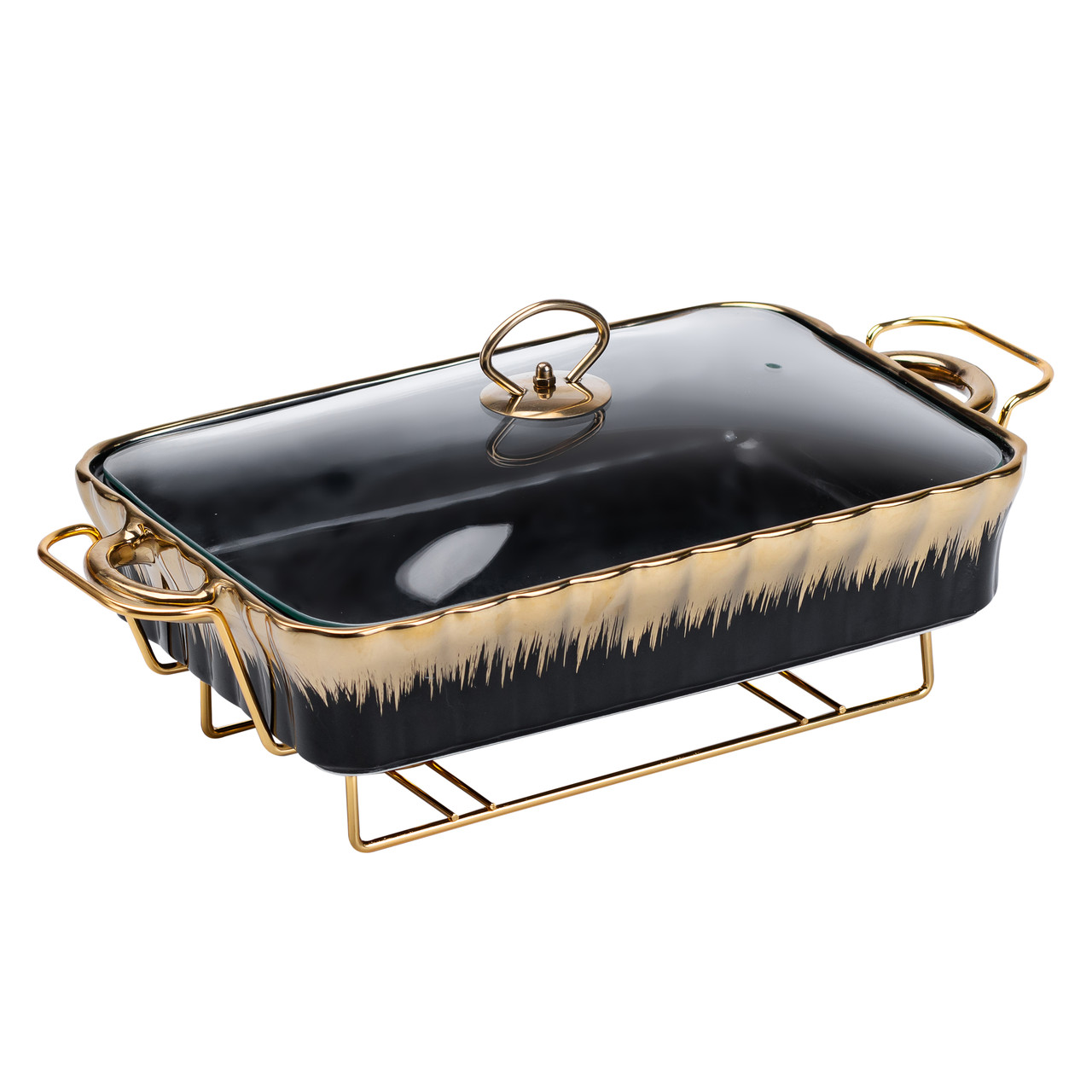 Марміт фарфоровий прямокутний на 2 литры 40*23*11 см чорний HP1048_HP1048_Milantium_4