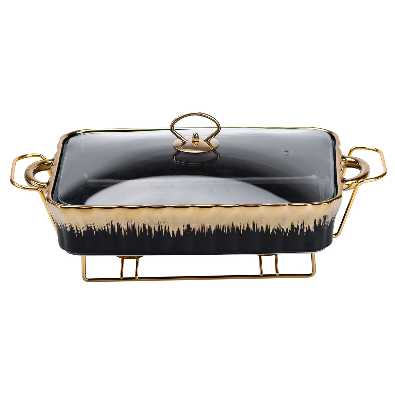 Марміт фарфоровий прямокутний на 2 литры 40*23*11 см чорний HP1048_HP1048_Milantium_5