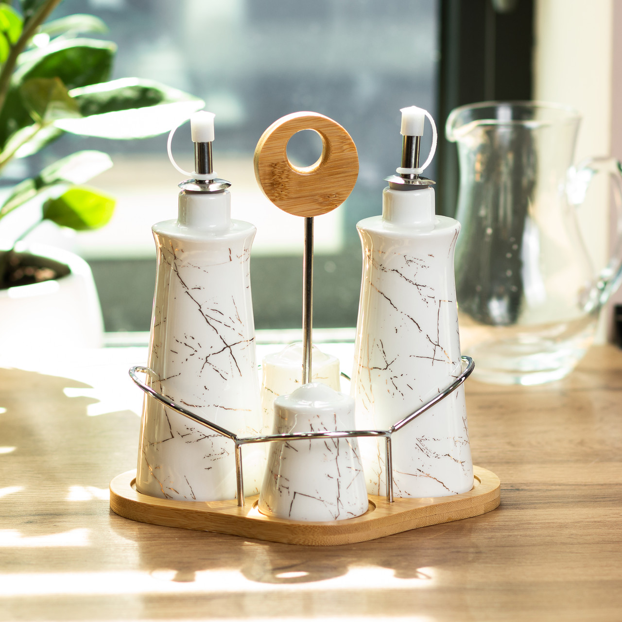 Набір для спецій 4 предмети на бамбуковій підставці HP1219_HP1219_Milantium_2