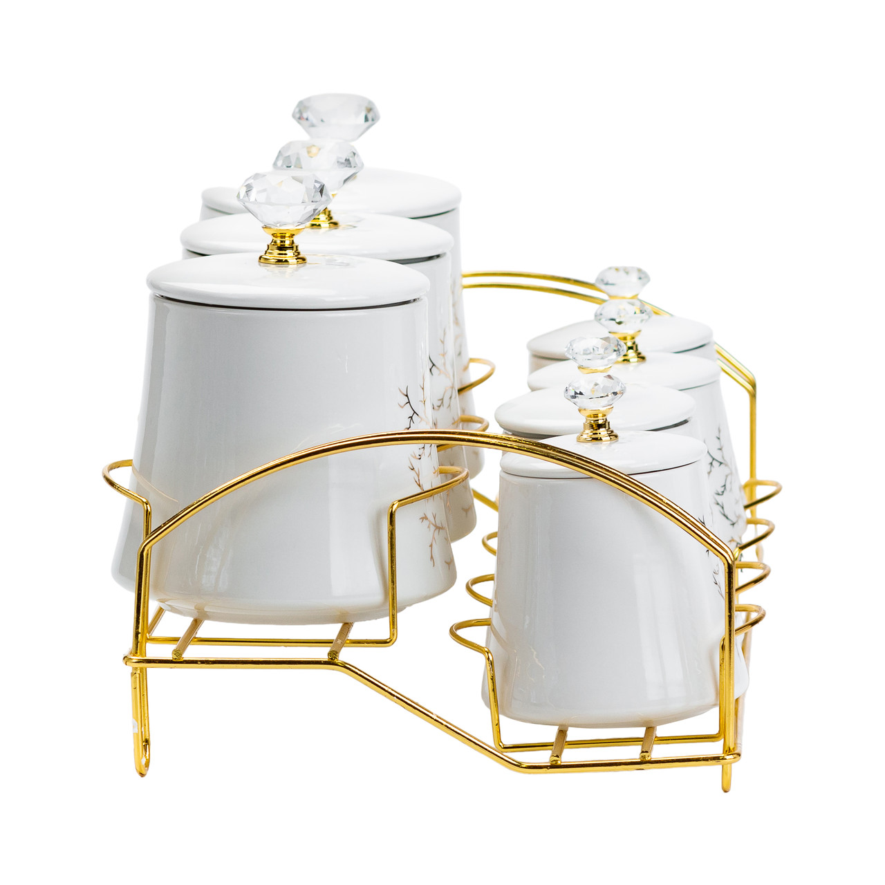 Набор для специй 4 шт по 250 мл и 3 шт. 550 мл на металевій підставці HP1216_HP1216_Milantium_4