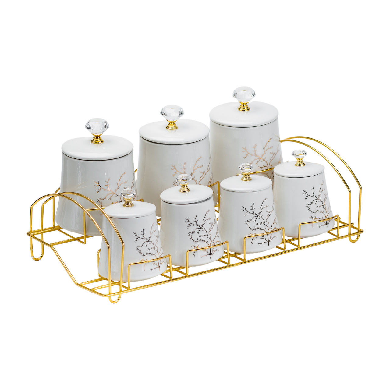 Набор для специй 4 шт по 250 мл и 3 шт. 550 мл на металевій підставці HP1216_HP1216_Milantium_5