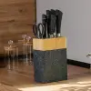 Набір кухонних ножів з ножицями і мусатом для кухні 5 штук 33.5/30/31/24.5/21.5 см Чорний_HP27479B_Milantium_1