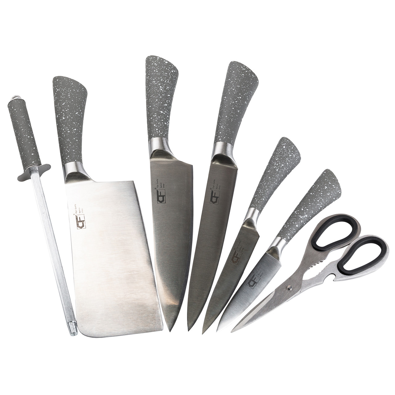 Набір кухонних ножів з ножицями і мусатом для кухні 5 штук 33.5/30/31/24.5/21.5 см сірий HP27479C_HP27479C_Milantium_4