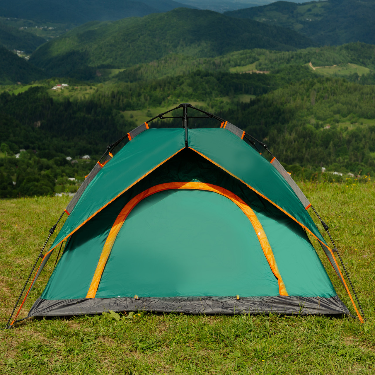 Палатка автоматическая двойная 200*230*130 см водонепроникний зелена LU015GR_LU015GR_Milantium_2