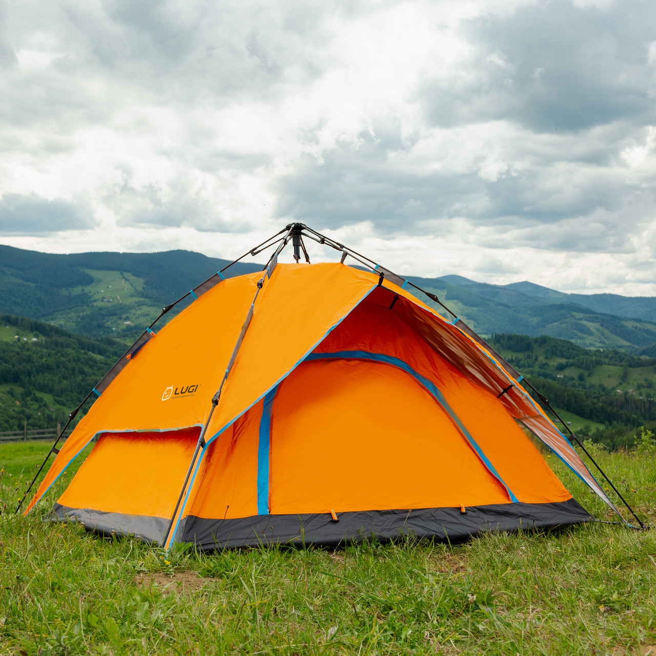 Палатка автоматическая двойная 200*230*130 см водонепроникний помаранчева LU015O_LU015O_Milantium_2
