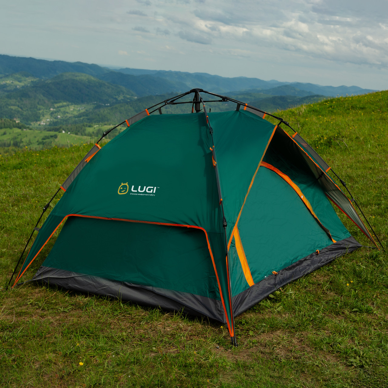 Палатка автоматическая двойная 200*230*130 см водонепроникний зелена LU015GR_LU015GR_Milantium_3