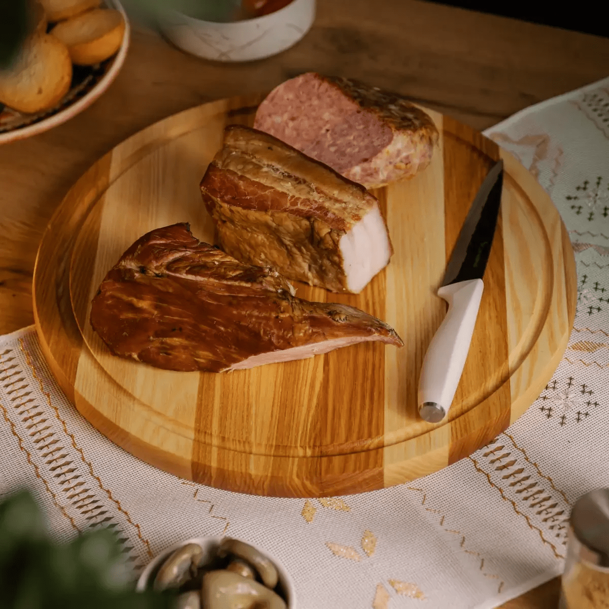 Обрабатывающая деревья&кстати;она доска круглая 25 см для подачі нарізки ясен C10W250_C10W250_Milantium_4