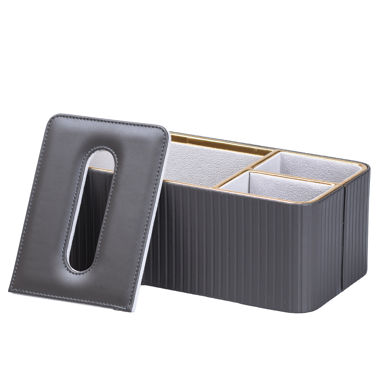 Салфетка на стол из эко-кожи с двумя отделениями 27 х 13.5 п 10 см Сірий HPDY9291G_HPDY9291G_Milantium_4