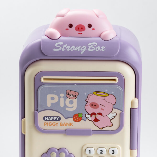Сейф-скарбничка дитяча з купюроприймачем та кодовим замком "Pig" Фіолетовий_HP12265V_Milantium_3