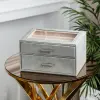 Скринька органайзер для прикрас прямокутна на два яруси з екошкіри 24.5 х 17.5 х 14 см Сіра_HP47614S_Milantium_1