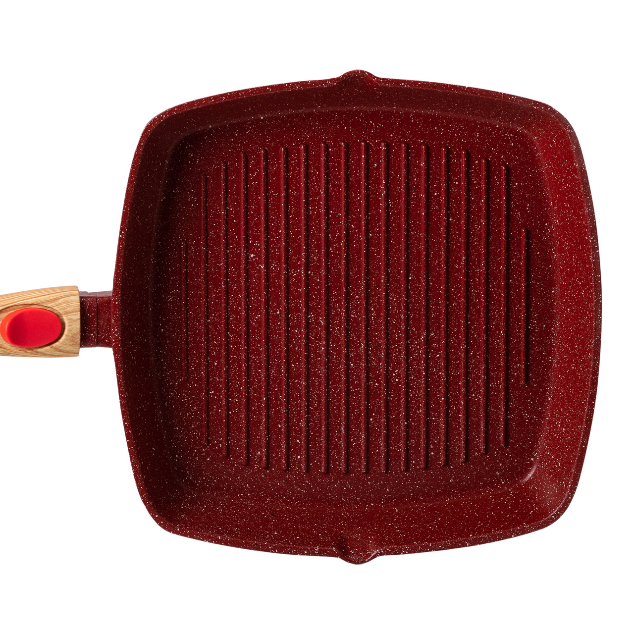 Алюмінієва сковорода-гриль 28 см зі скляною кришкою Square Red MGC HP-4-462R_HP-4-462R_Milantium_2