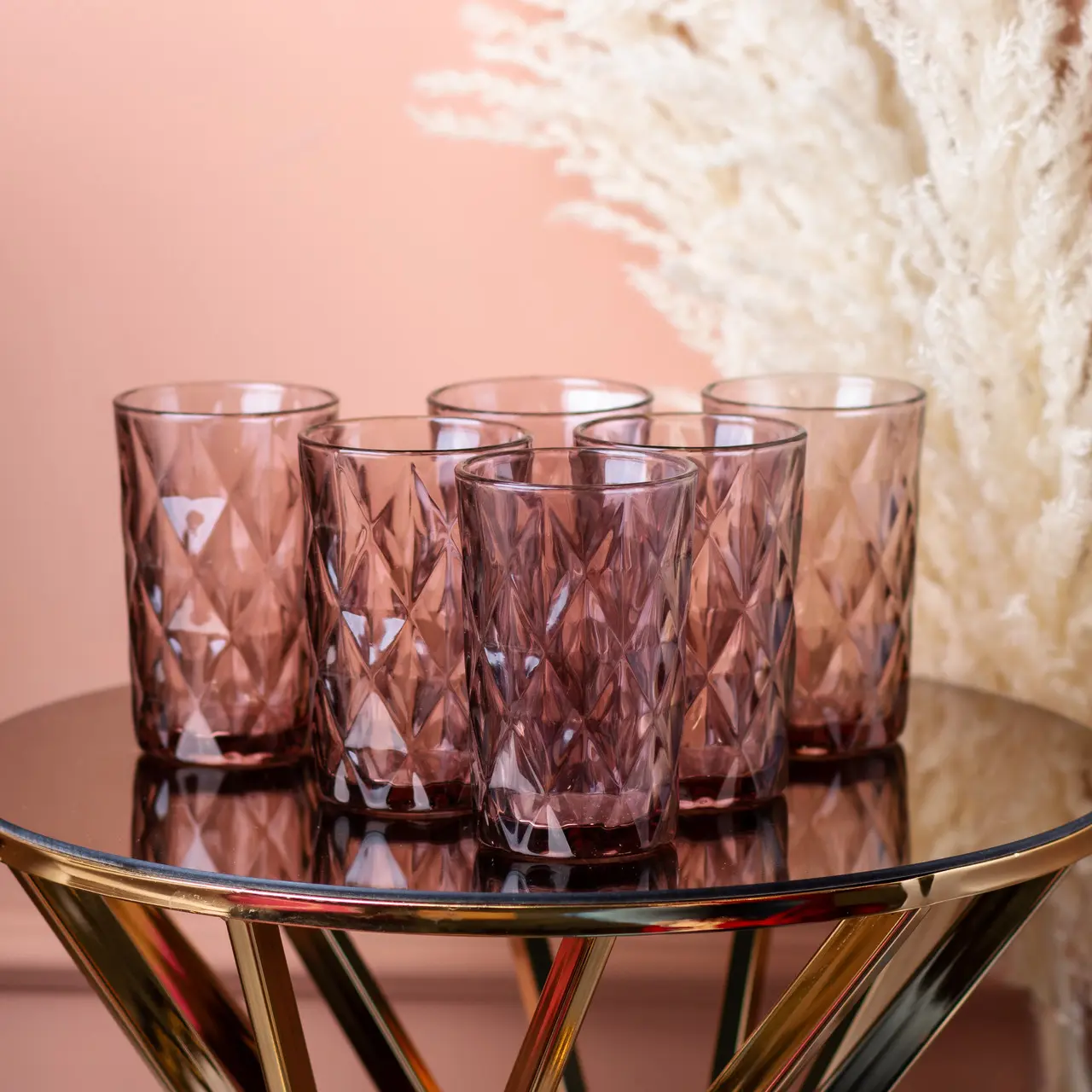 Склянки грановані набір 6 штук по 250 ML Pink - купить недорого в Украине