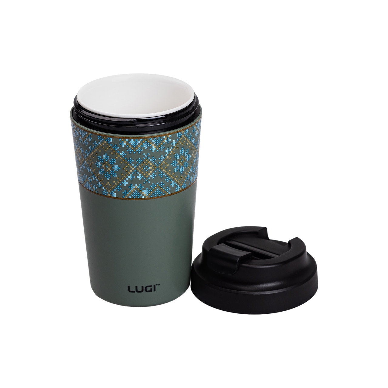 Термочашка Вишиванка з порцелянаовою колбою 380 мл сіро-зелена HP-14-50GR_HP-14-50GR_Milantium_3