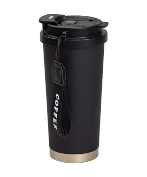 Термочашка Coffee з нержавіючої сталі з ремінцем 500 мл чорна HP-14-17B_HP-14-17B_Milantium_1
