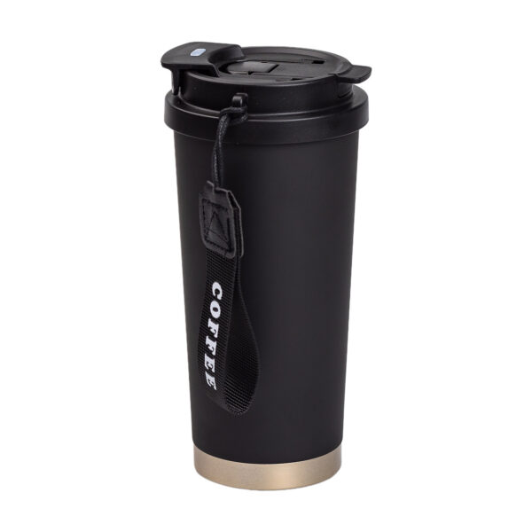 Термочашка Coffee з нержавіючої сталі з ремінцем 500 мл чорна HP-14-17B_HP-14-17B_Milantium_1