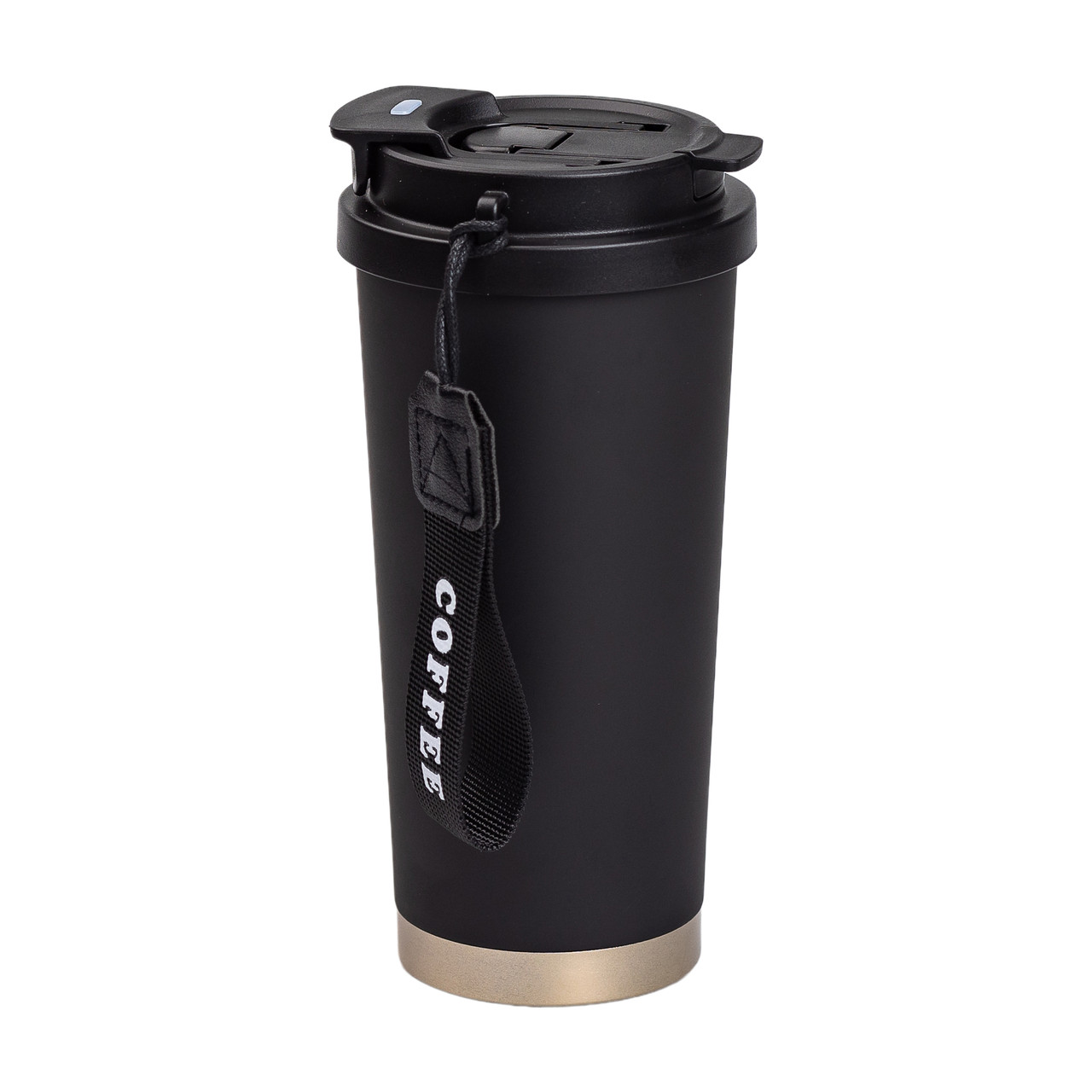 Термочашка Coffee з нержавіючої сталі з ремінцем 500 мл чорна HP-14-17B_HP-14-17B_Milantium_1