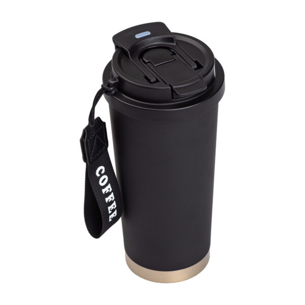 Термочашка Coffee з нержавіючої сталі з ремінцем 500 мл чорна HP-14-17B_HP-14-17B_Milantium_2