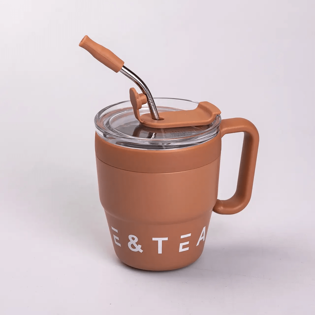 Термочашка Coffee & Tea з трубочкою коричнева – купити в Україні недорого