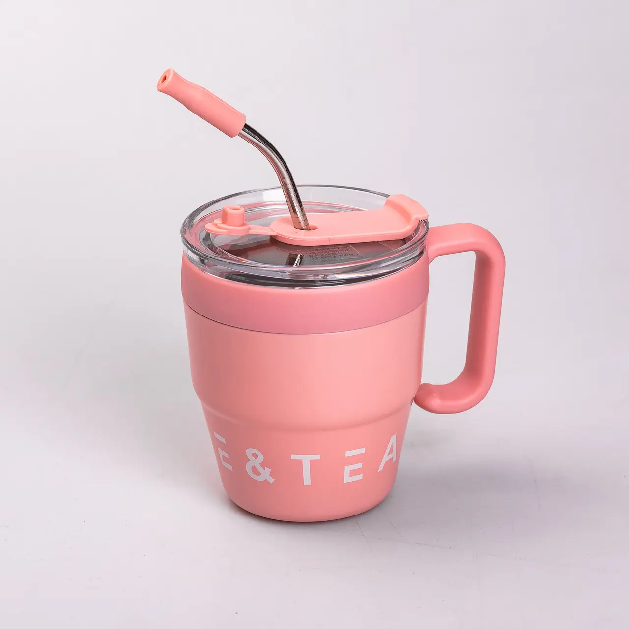 Термочашка Coffee & Tea з трубочкою рожева – купити в Україні недорого