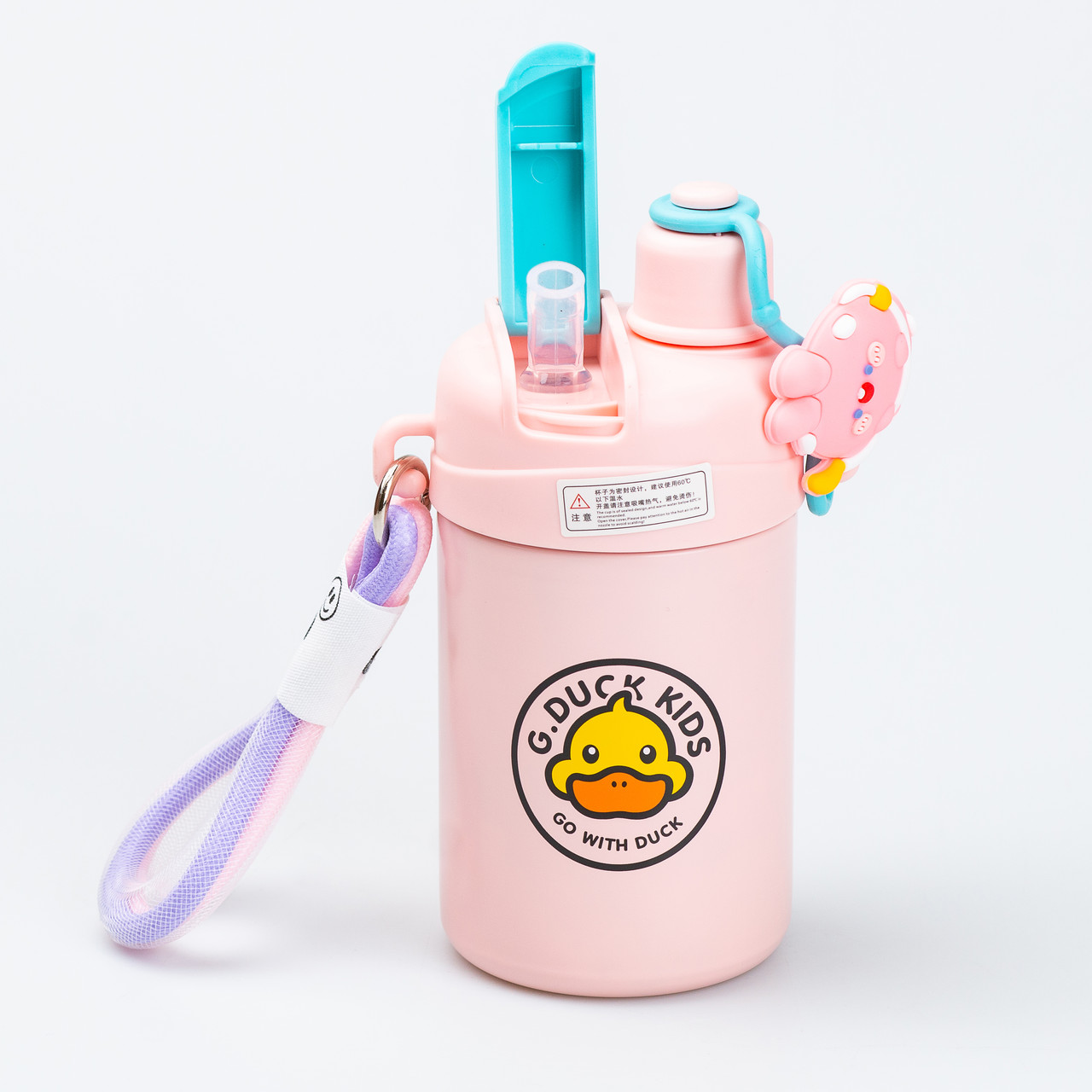 Дитячий термос із трубочкою з ремінцем 460 мл Рожевий_HP18309P_Milantium_3
