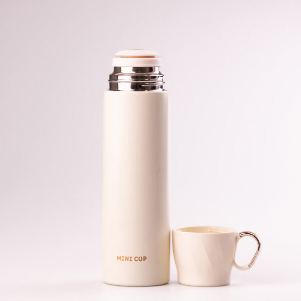Термос з чашкою та клапаном Mini Cup 500мл з металевою колбою Білий_HPGM7009W_Milantium_2