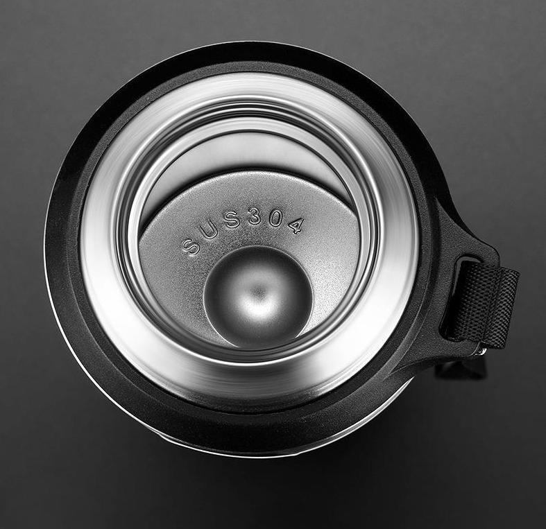 Термос з чашкою та ремінцем 600 мл з металевою колбою Чорний_HPGM80155B_Milantium_4