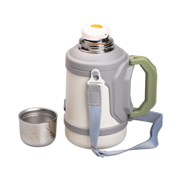 Термос Vacuum Cup 1.5 літра з ремінцем і складною ручкою білий HP-14-21W_HP-14-21W_Milantium_7