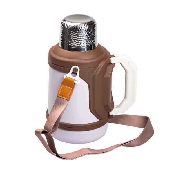 Термос Vacuum Cup 1.5 літра з ремінцем і складною ручкою коричневий HP-14-21V_HP-14-21V_Milantium_3