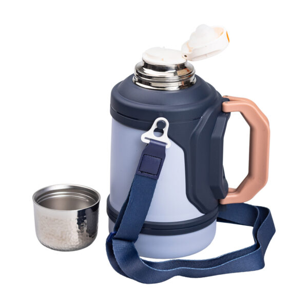 Термос Vacuum Cup 1.5 літра з ремінцем і складною ручкою темно-синій HP-14-21BL_HP-14-21BL_Milantium_5