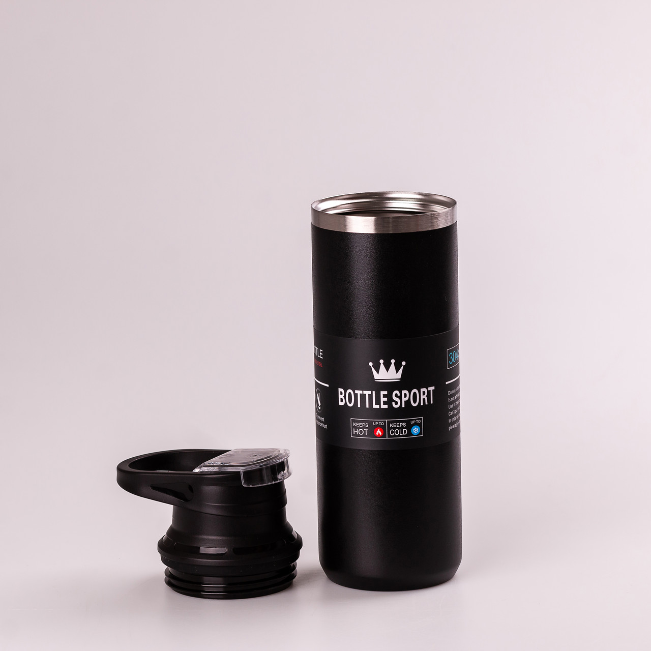 Термос з напувалкою та ручкою 550 мл колба з нержавіючої сталі 23 см Чорний_HPGM5010B_Milantium_2