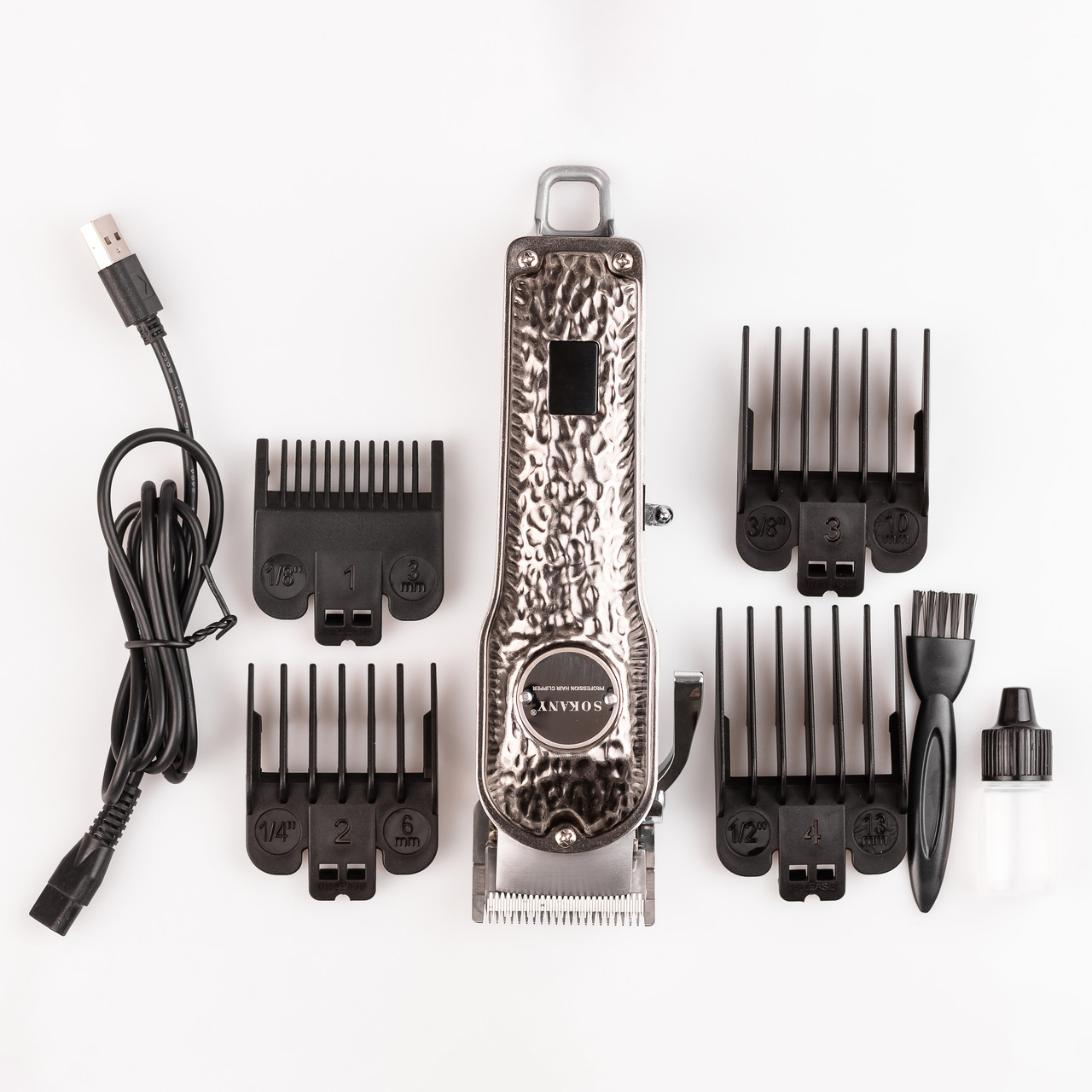 Машинка для стрижки Sokany SK-LF-9976 акумуляторна з 4 насадками та USB срібло_SKLF9976_Milantium_3