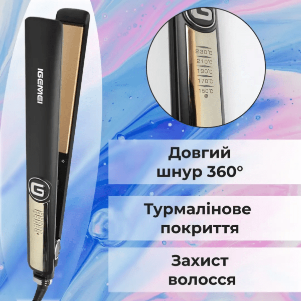 Утюжок для волосся Gemei GM-416 з турмаліновим покриттям чорний_HP-GM416B_Milantium_4