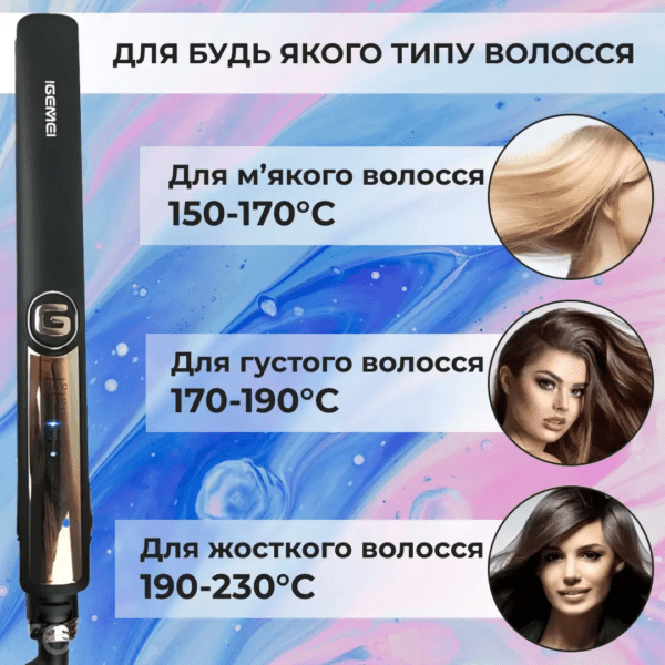 Утюжок для волосся Gemei GM-416 з турмаліновим покриттям чорний_HP-GM416B_Milantium_6